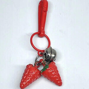 1980s Red Raspberries‎ Plastic Bell Charm 80s Bracelet Necklace Vintage
